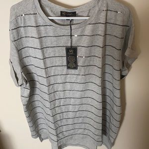 Diane Gilman Gray Sequin Tee